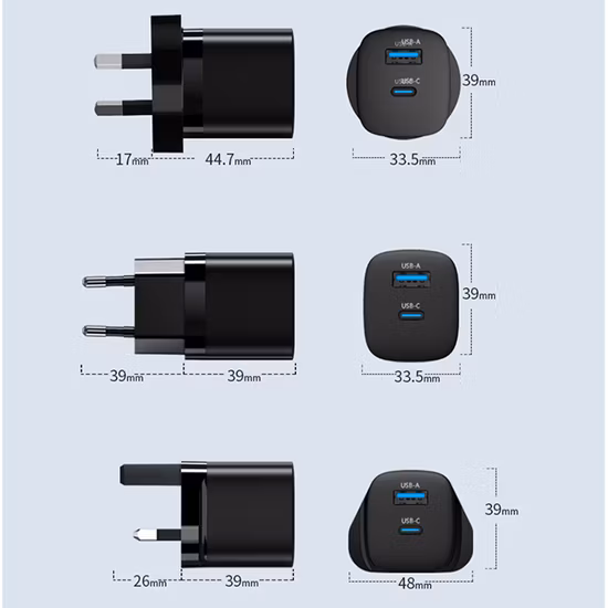 GaN 33W Charger with 2 Ports USB a and USB C for Mobile Phone and Tablet PC 10% off